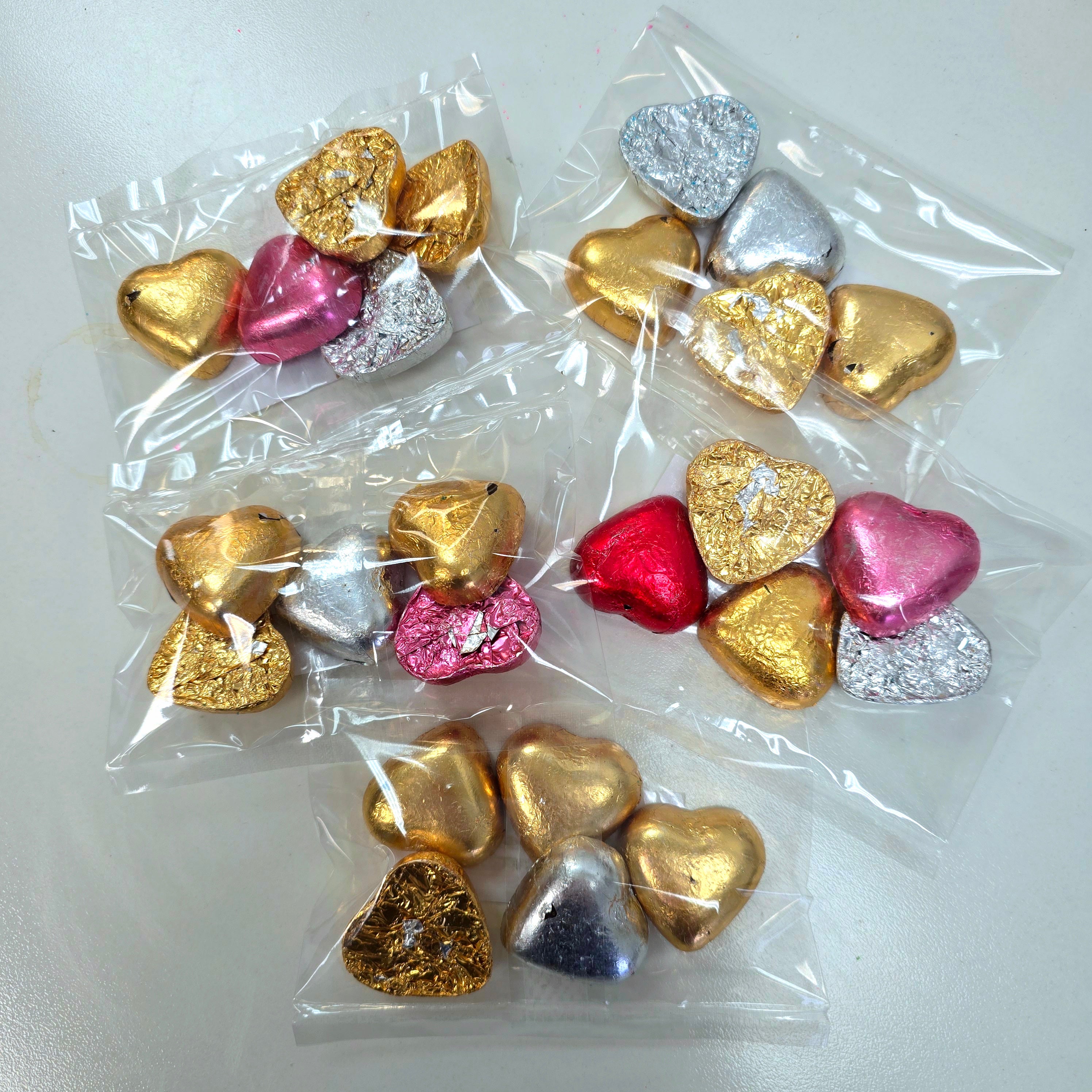 Wrapped Choc Hearts (Bag of 5) - Seconds - Pik n Mix Lollies NZ