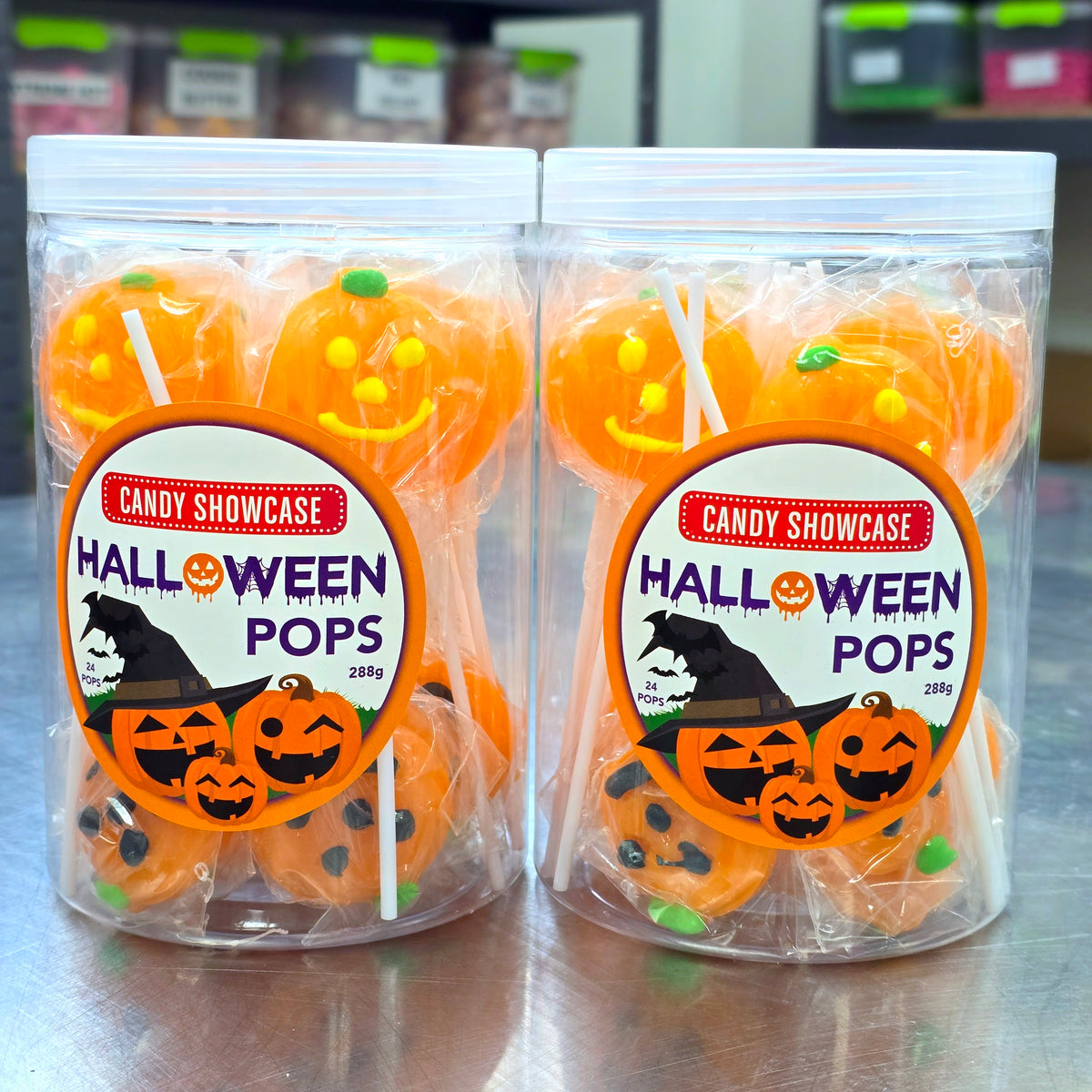 Halloween Pumpkin Head Lollipop (24 pack) - Pik n Mix Lollies NZ