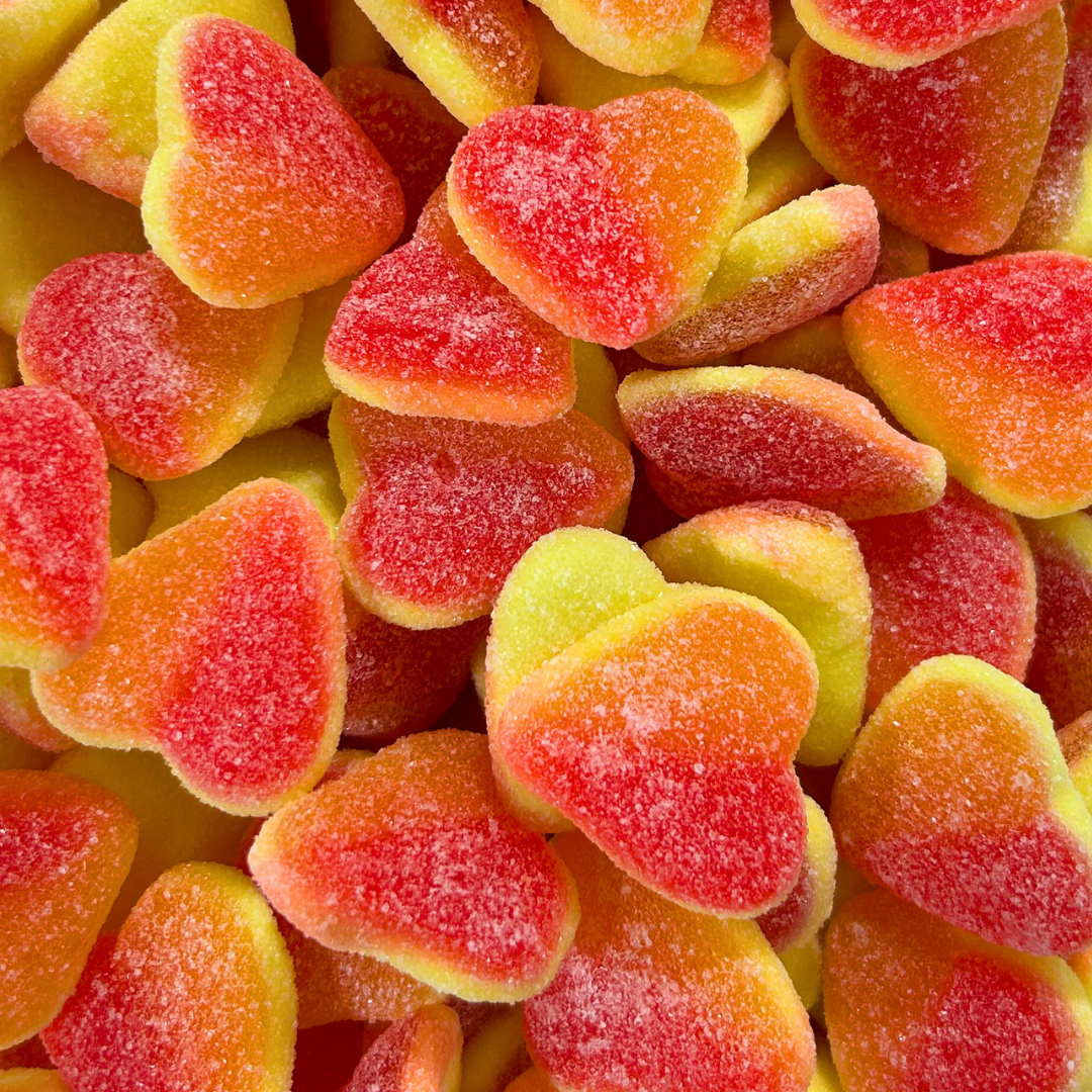 Sour Peach Hearts - Pik n Mix Lollies NZ
