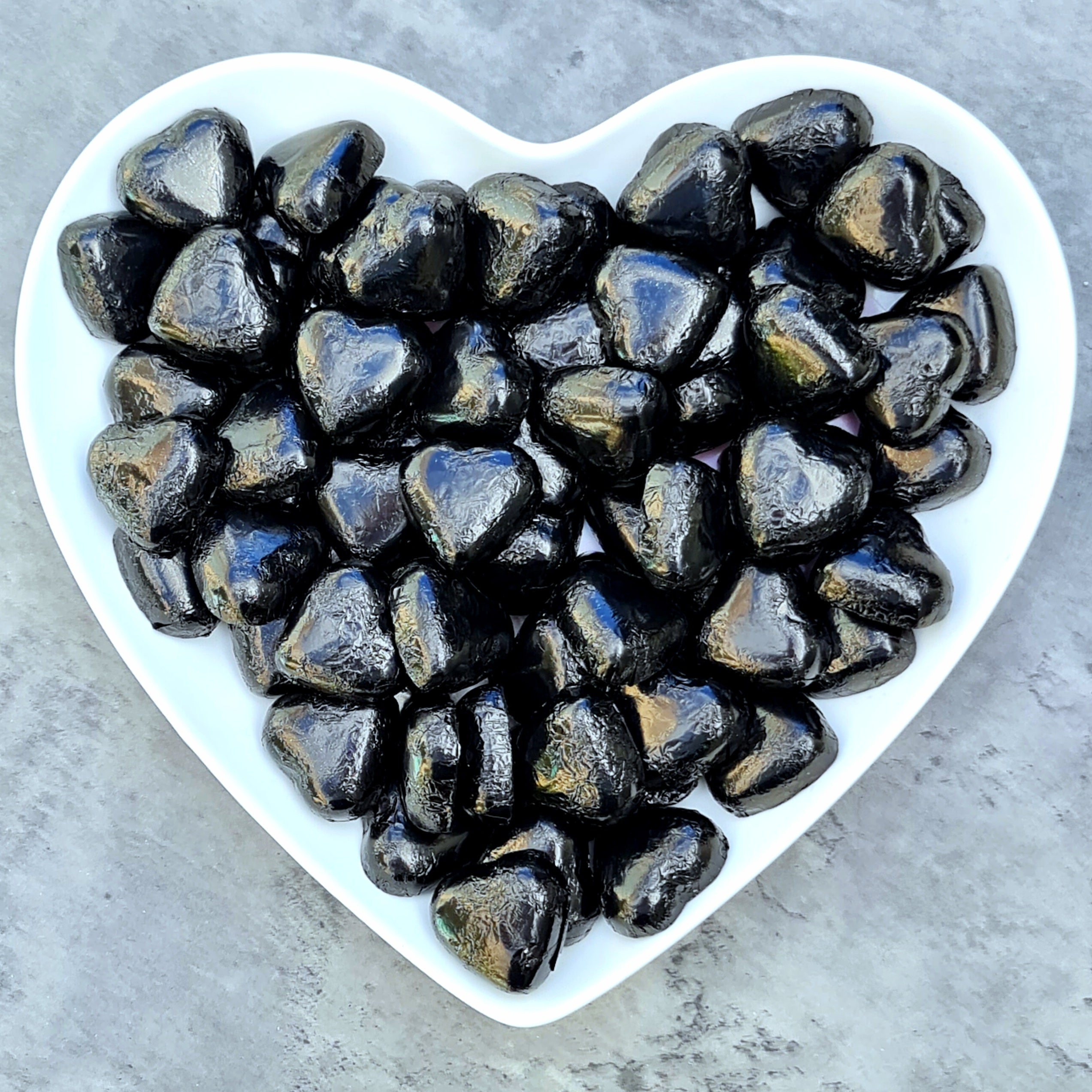Black Wrapped Chocolate Hearts - Pik n Mix Lollies NZ