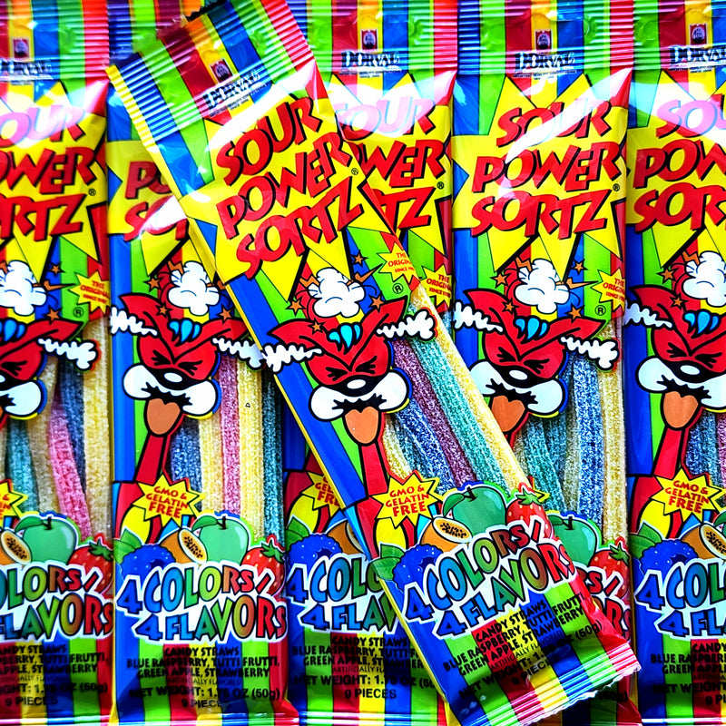 Sour Power Straws - Rainbow - Pik n Mix Lollies NZ
