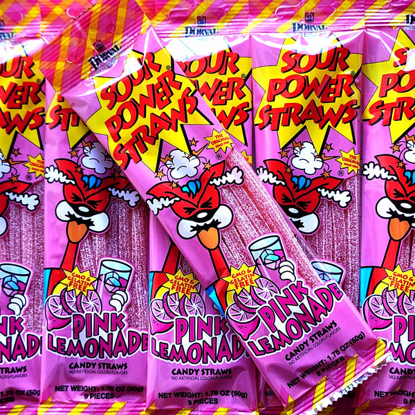 Sour Power Straws - Pink Lemonade - Pik n Mix Lollies NZ