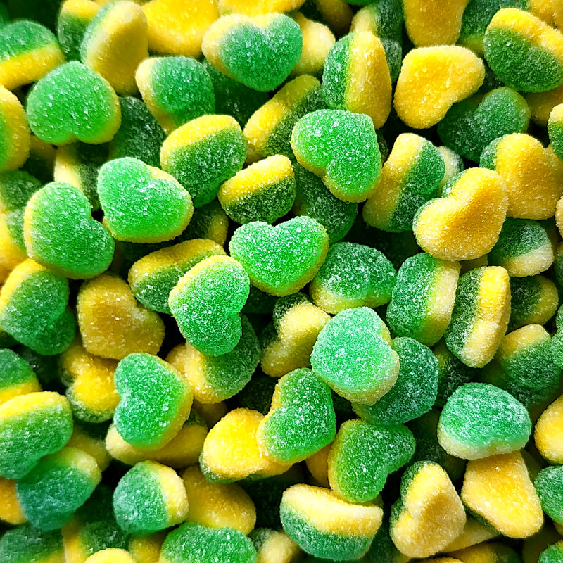 Mini Fizzy Apple & Custard Hearts - Pik n Mix Lollies NZ