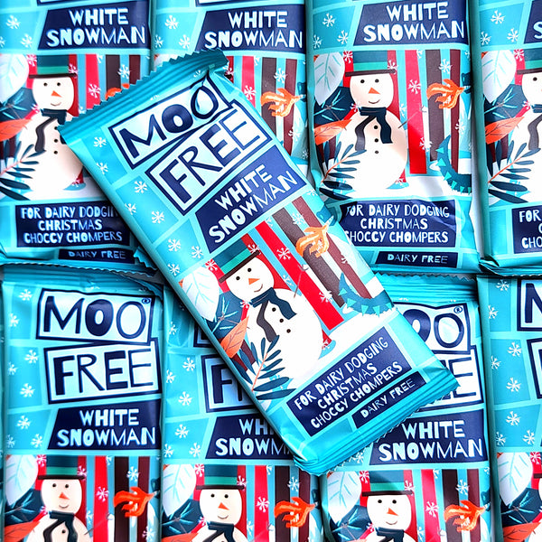 Moo Free White Choc Alternative Snowman Bar - Pik n Mix Lollies NZ