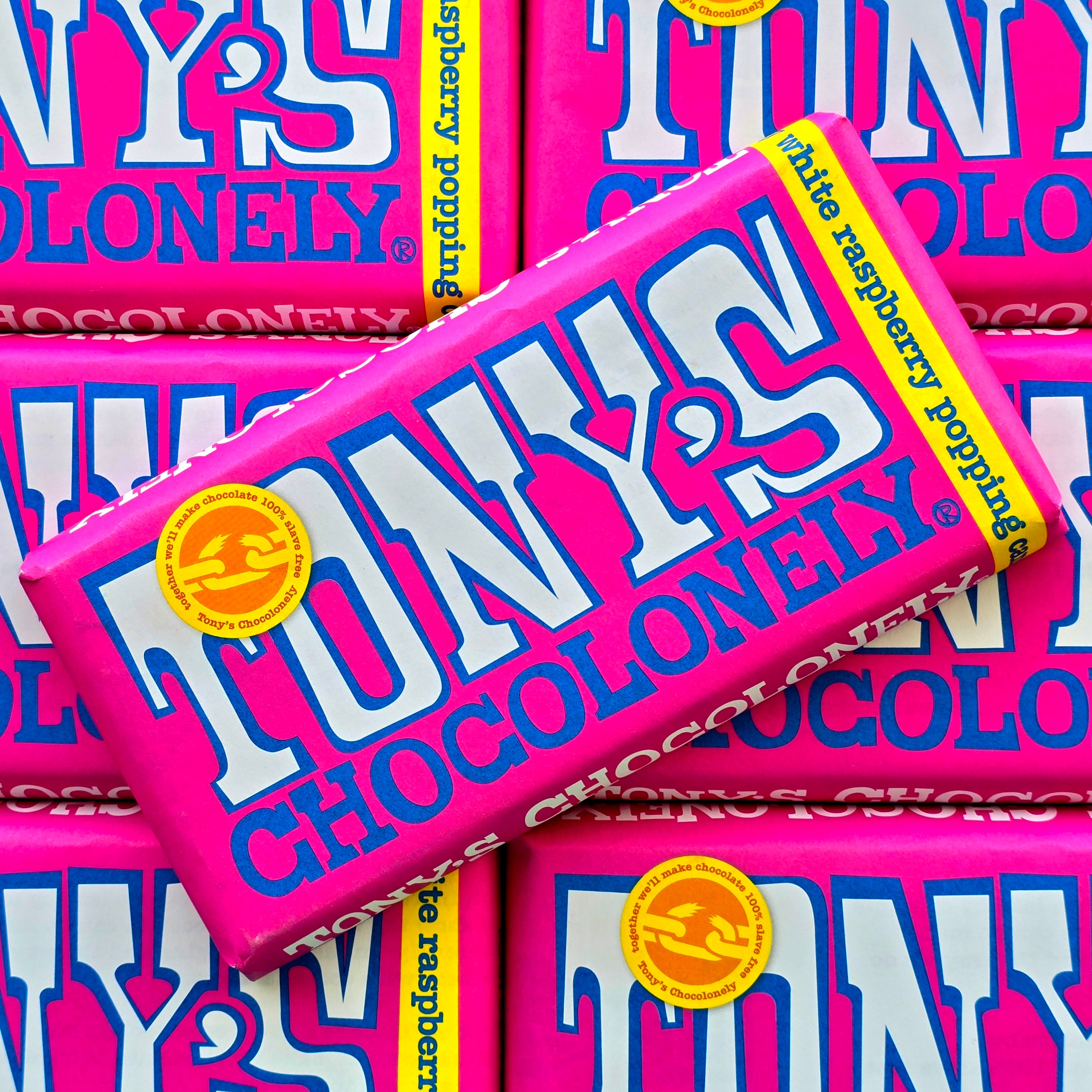 Tony's Chocolonely Bar - White Raspberry Popping Candy - Pik n Mix Lollies NZ