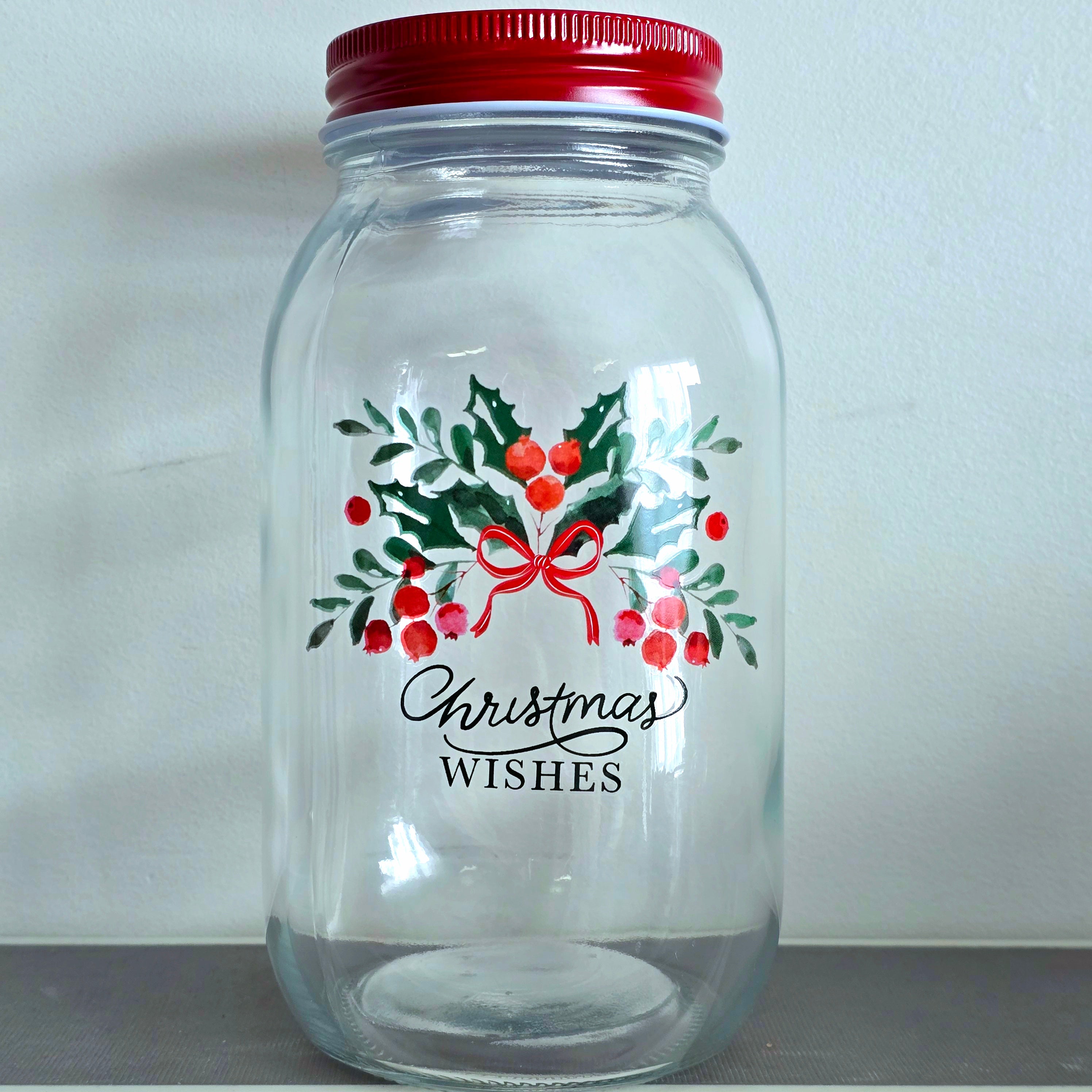 Christmas Holly Jar with Lollies - Pik n Mix Lollies NZ