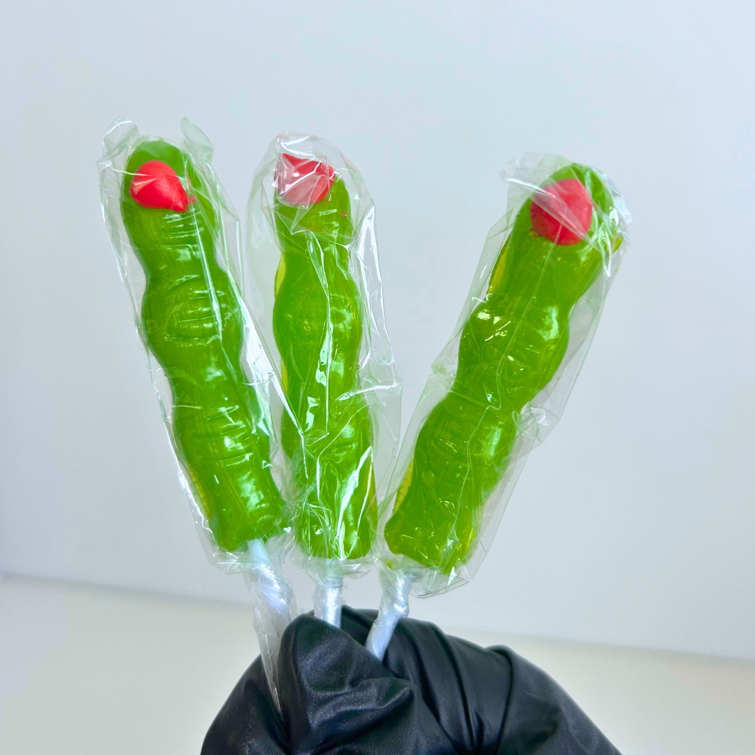 Zombie Finger Lollipops - Sour Apple (4) - Pik n Mix Lollies NZ