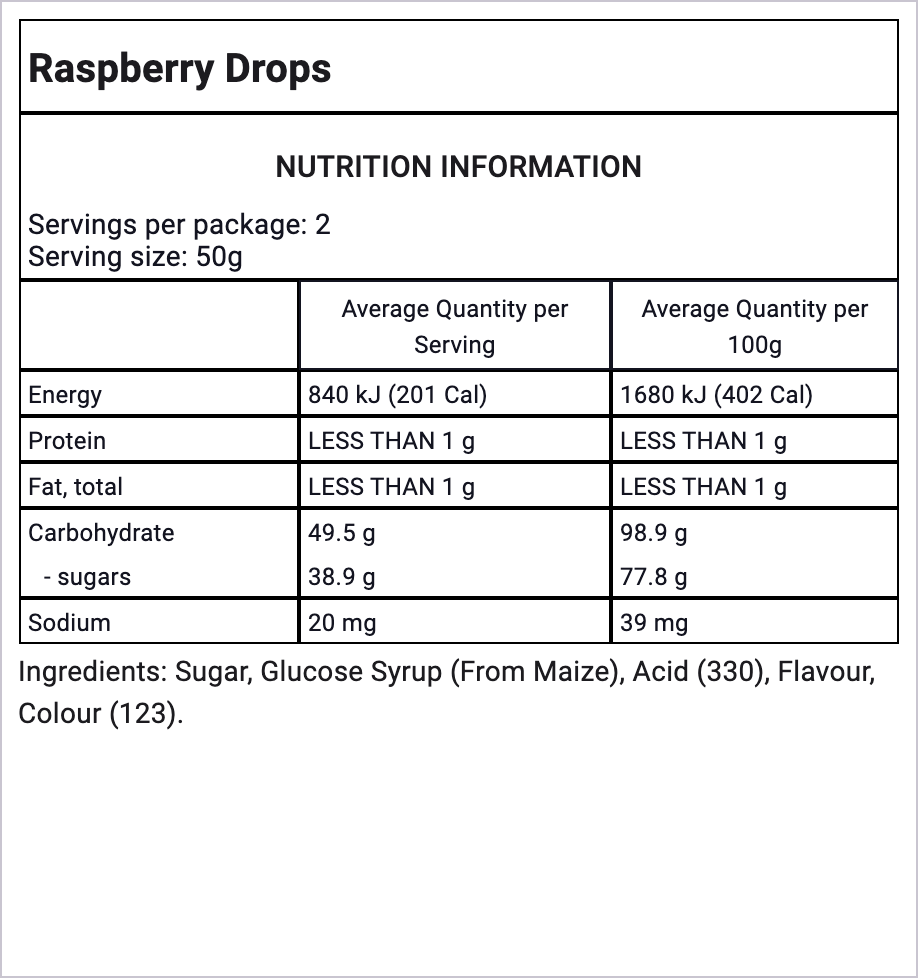 Mayceys Raspberry Drops | Pik n Mix Lollies NZ