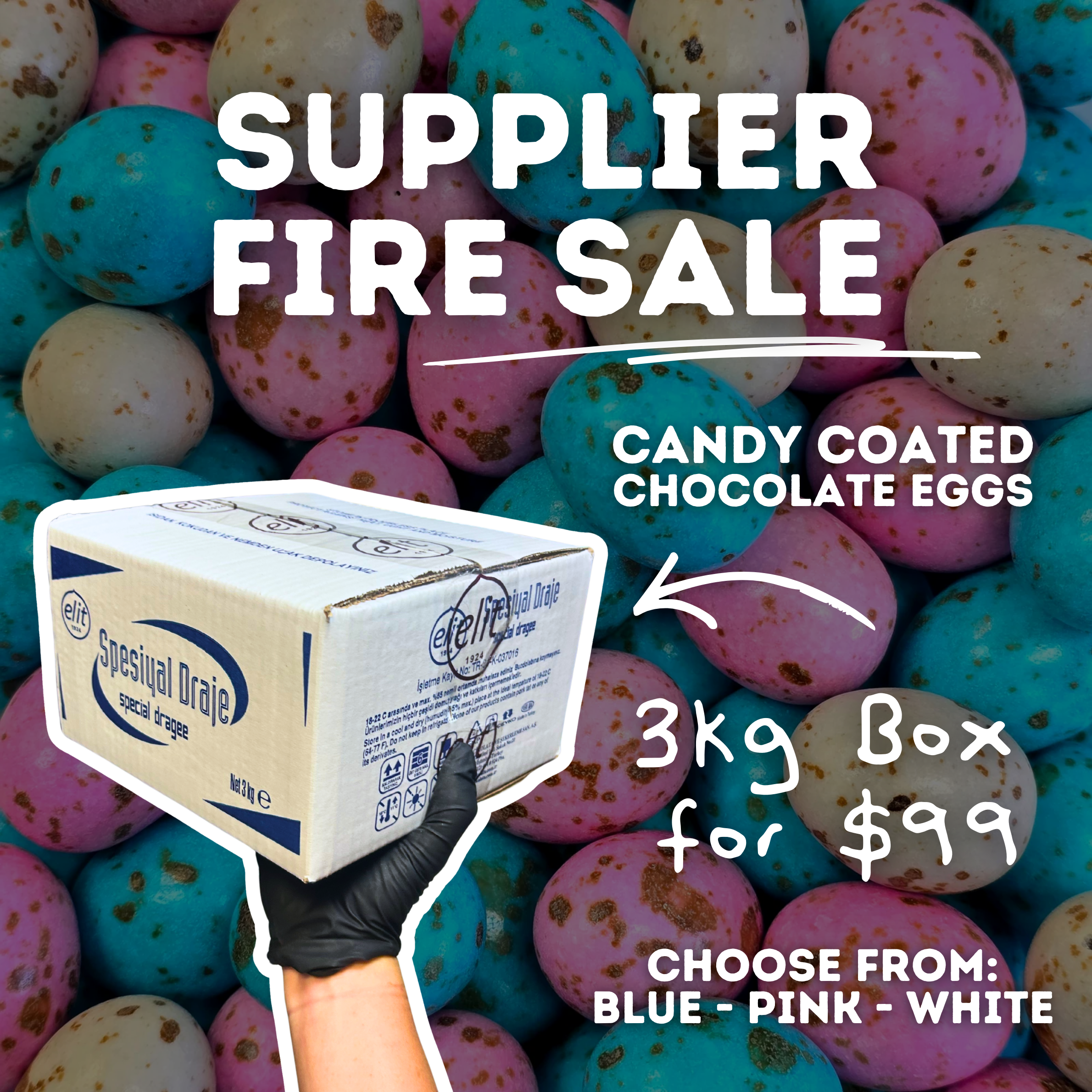 Supplier Fire Sale - Candy Coated Chocolate Eggs 3kg