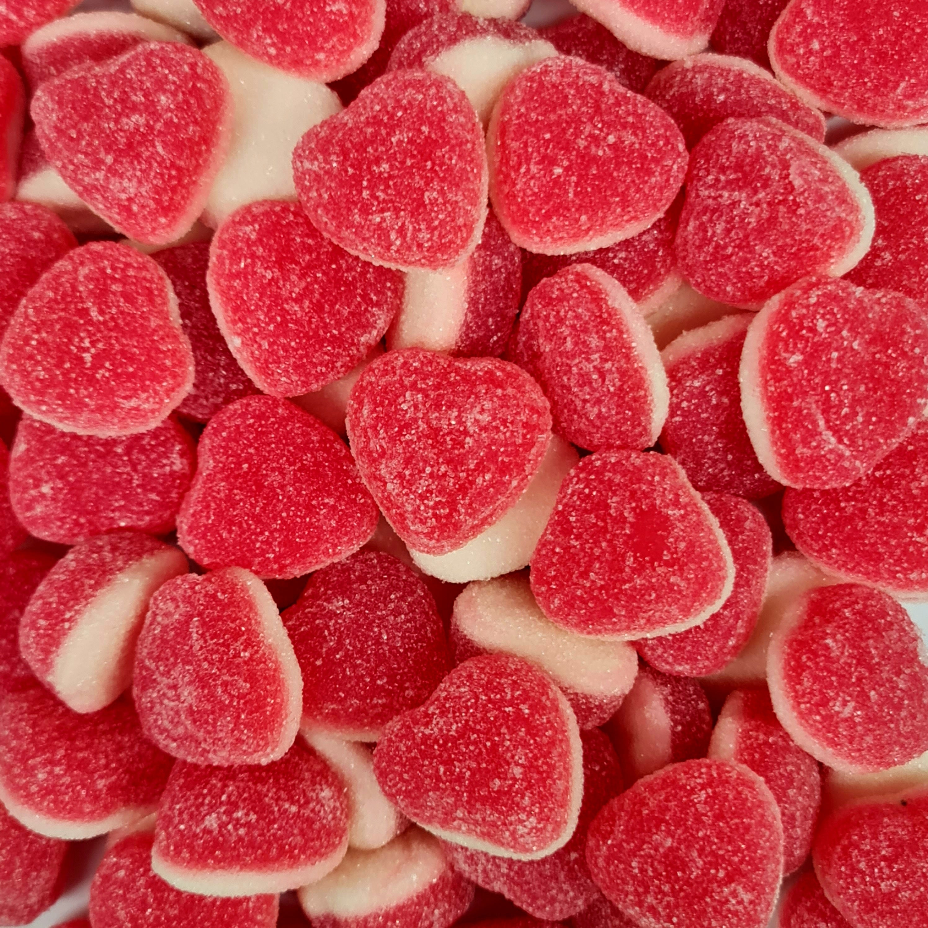 Sugared Filled Strawberry Hearts - Pik n Mix Lollies NZ