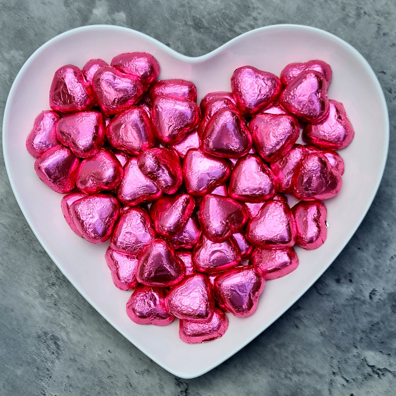 Pink Wrapped Chocolate Hearts - Pik n Mix Lollies NZ