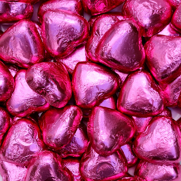 Pink Wrapped Chocolate Hearts - Pik n Mix Lollies NZ