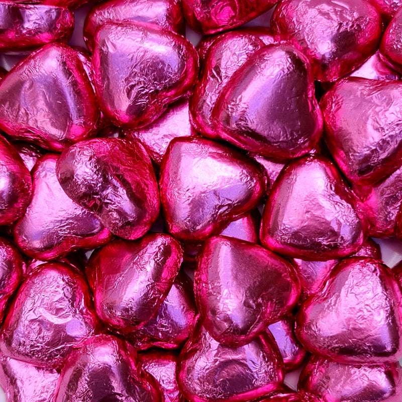 Pink Wrapped Chocolate Hearts - Pik n Mix Lollies NZ