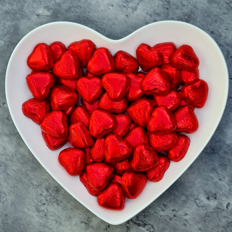 Red Wrapped Chocolate Hearts - Pik n Mix Lollies NZ