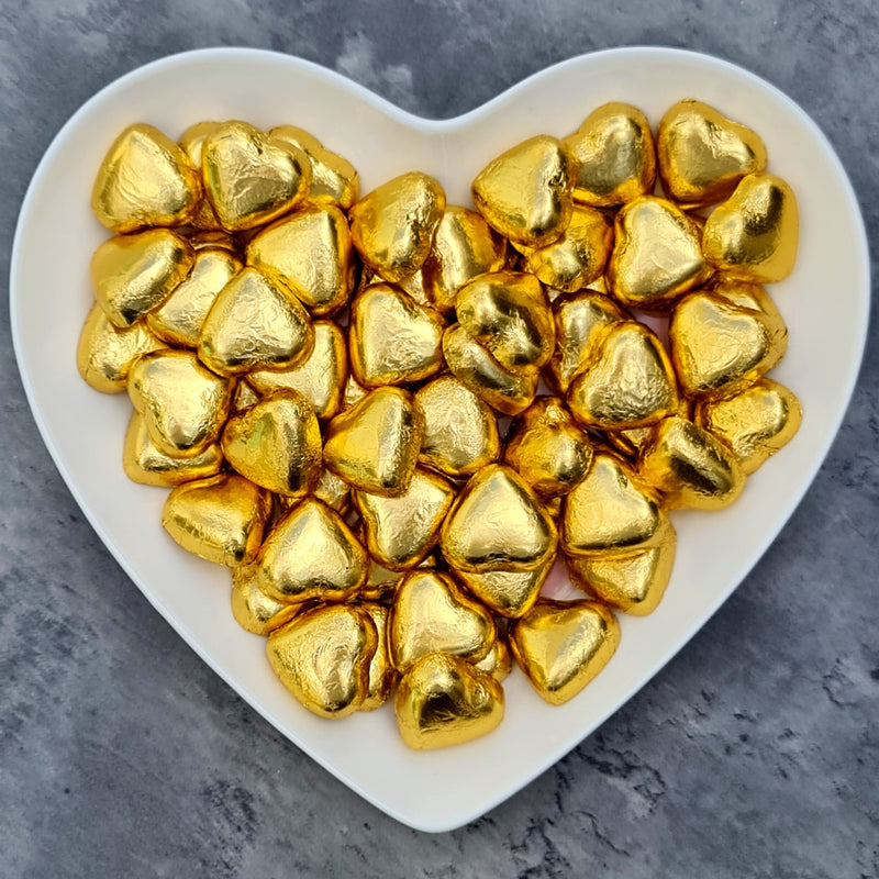 Gold Wrapped Chocolate Hearts - Pik n Mix Lollies NZ
