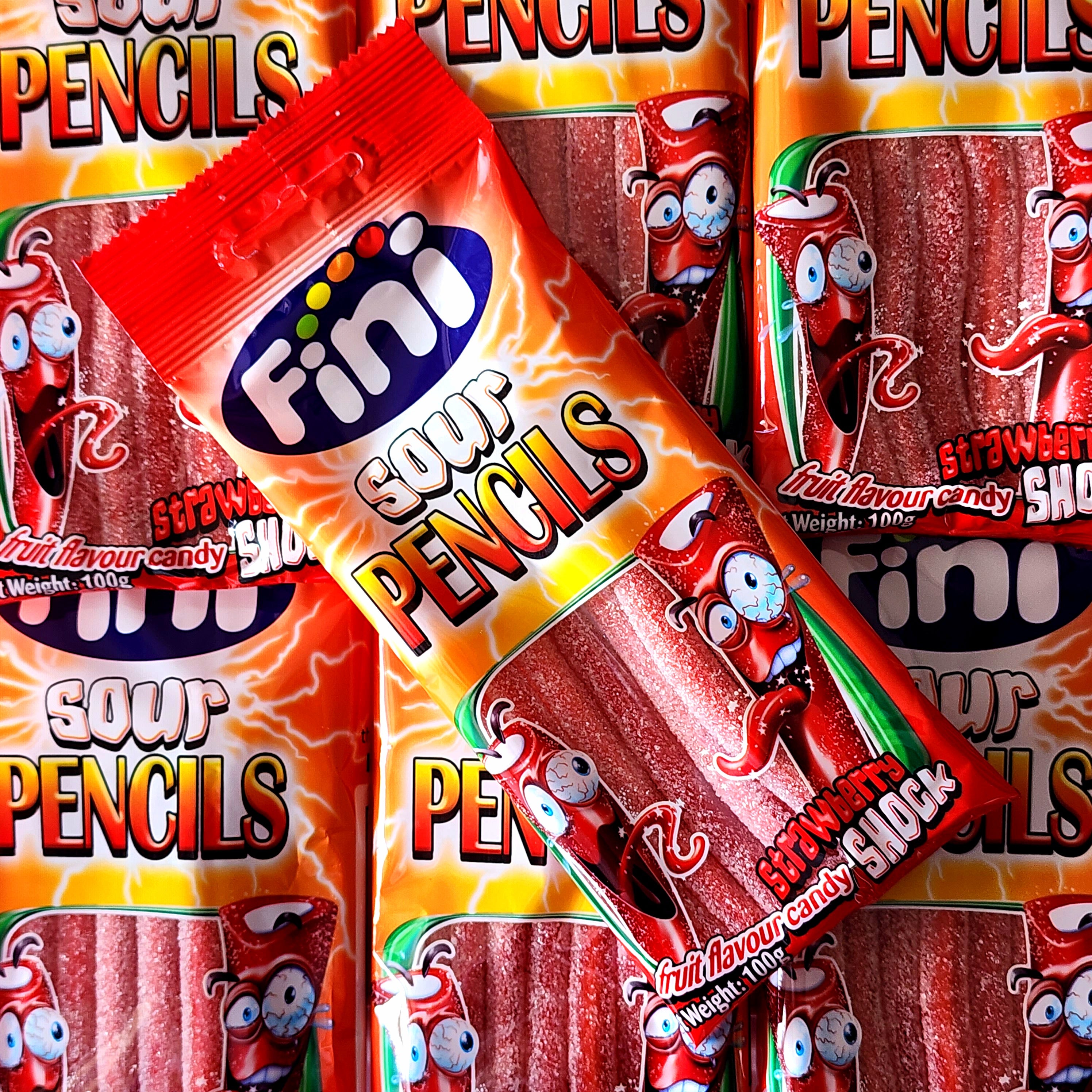 Fini Sour Strawberry Pencil Bag - Pik n Mix Lollies NZ