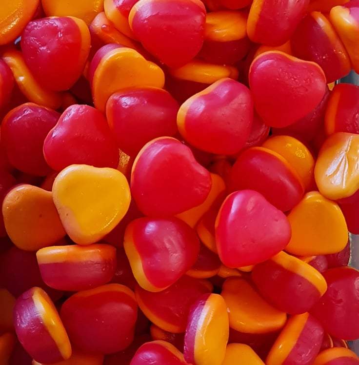 Filled Peach Hearts - Pik n Mix Lollies NZ