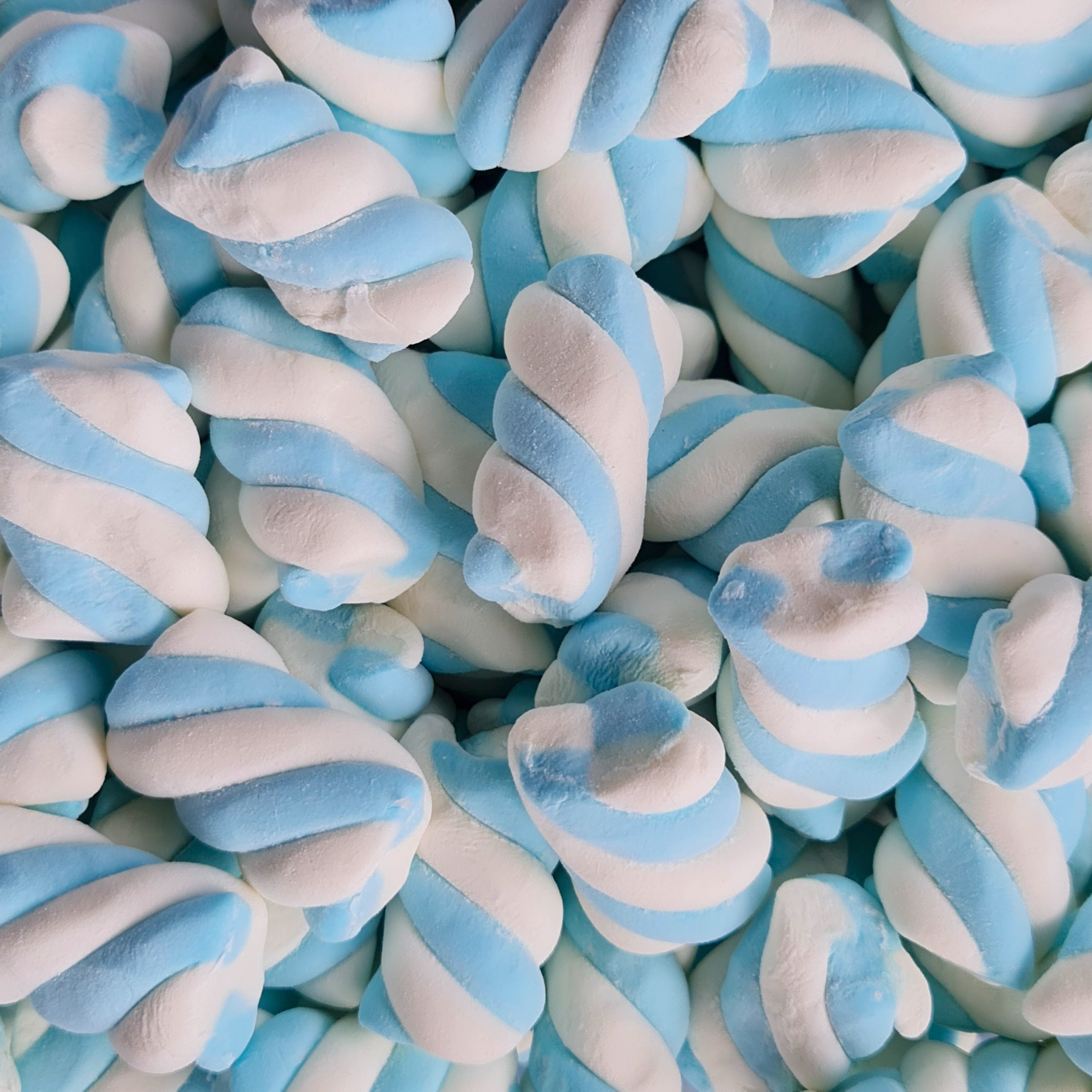 Mini Blue Marshmallow Twists - Pik n Mix Lollies NZ